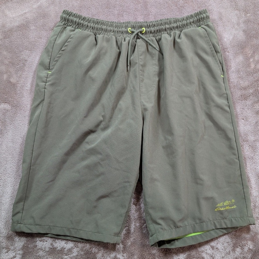 Eddie Bauer Shorts Kids XL 18/20 Olive Green Mesh Lined Athletic Outdoor Hiking